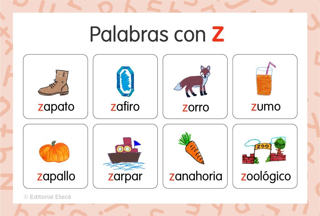100 ejemplos de palabras con z