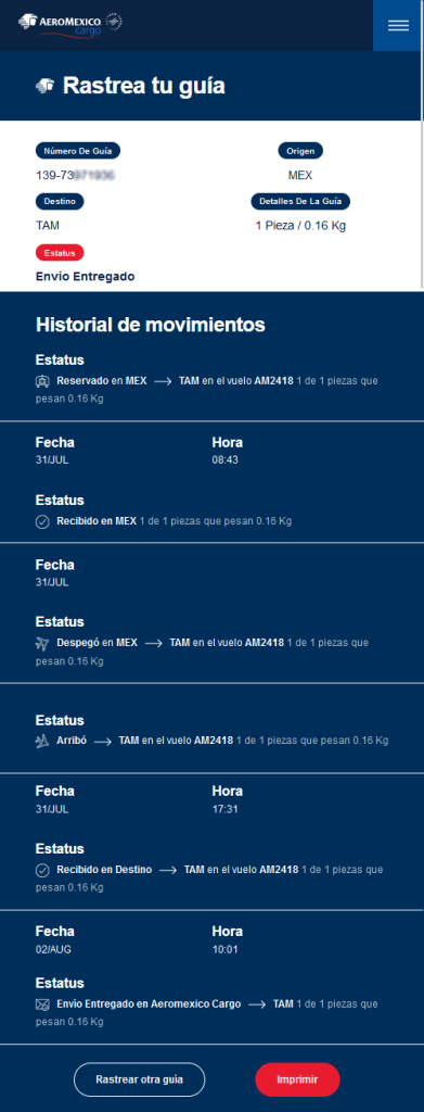 como rastrear un vuelo de aeromexico